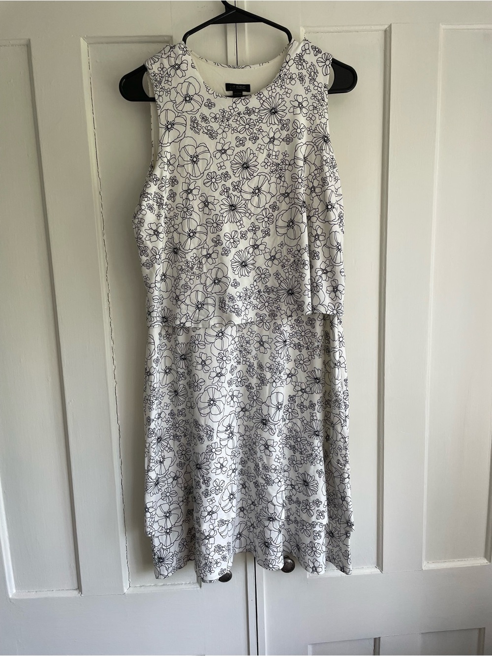 J. Jill Wearever Collection Sleeveless Layered White Black Floral Dress Small